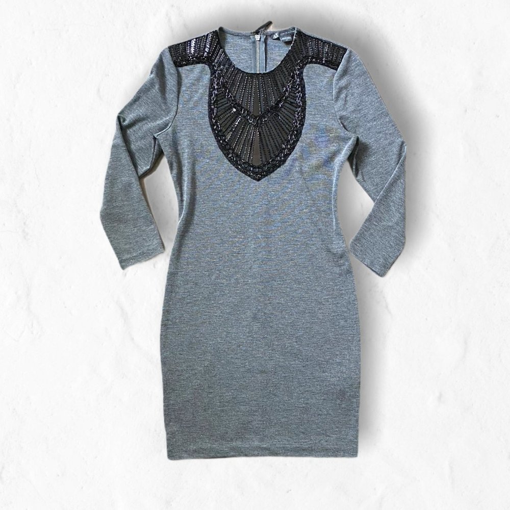 Armani Exchange Long Sleeve Beaded Bodycon Dress S